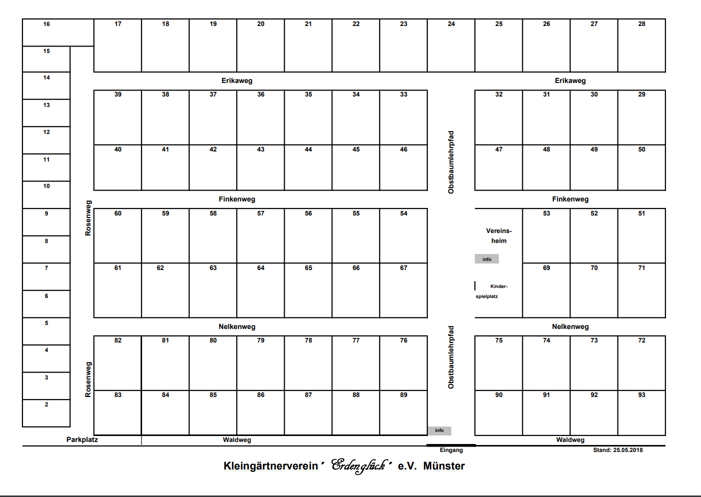 Lageplan der Gartenanlage